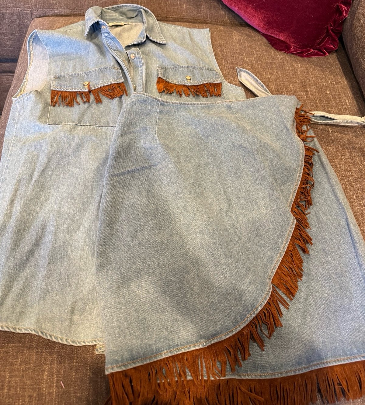 2 piece denim vintage western outfit