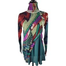 DESIGUAL Knit wool chiffon mix turtleneck tunic Sweater Multicolor Jumper Size L
