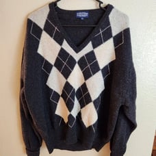 Vintage Lands End Men's 100% Lambswool Argyle Sweater XL