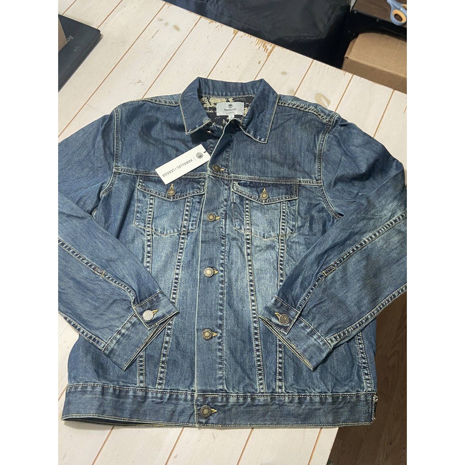 NWT Parallel x League Denim Jean Jacket Hawaii Aloha - Size Large
