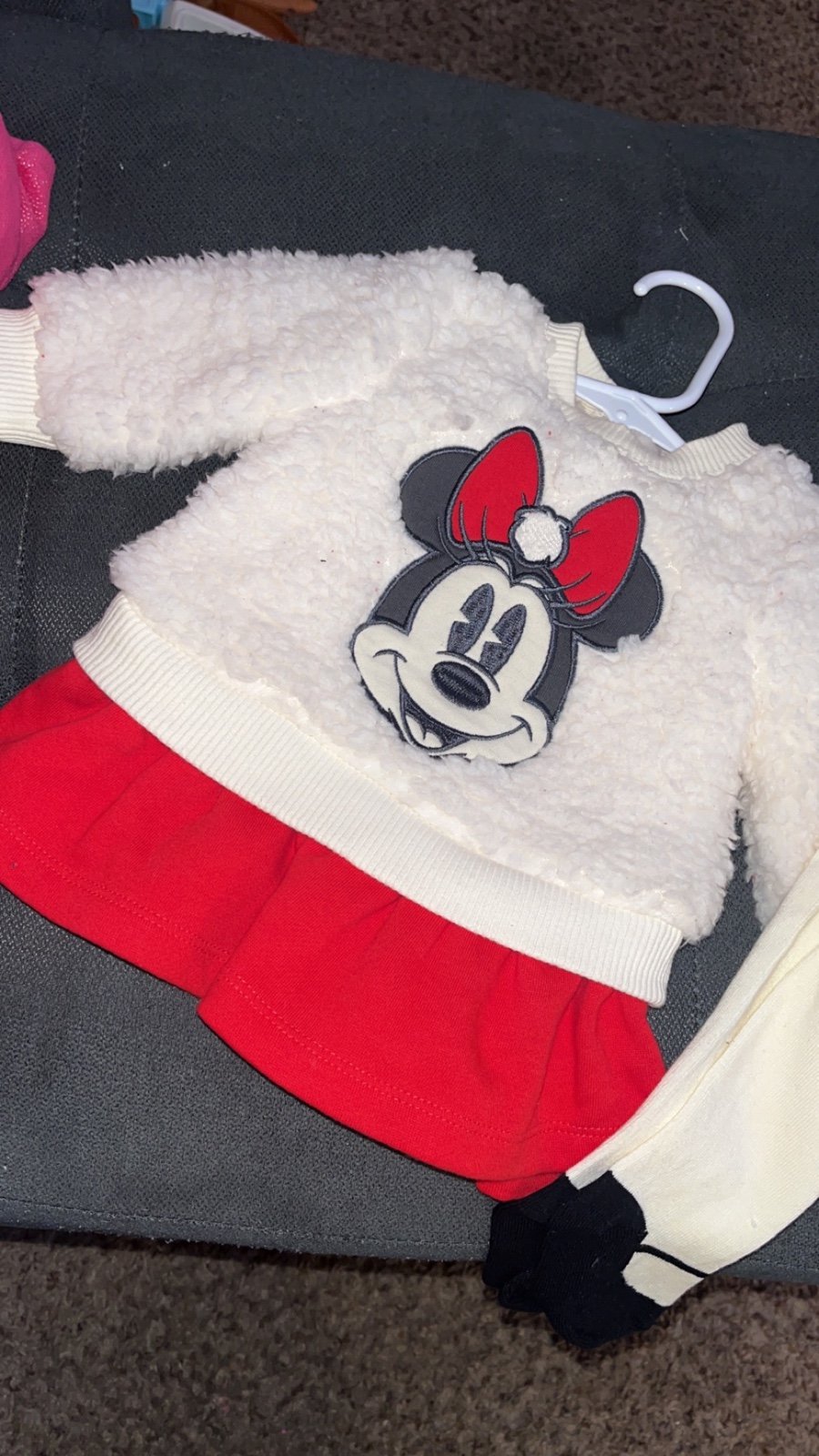 Disney store, Minnie Sherpa dress/0-3 months with tights
