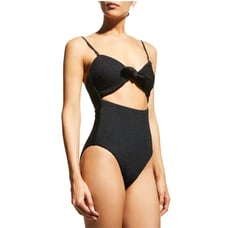 Veronica Beard Bethany Puckered Cutout Bandeau One-Piece Swimsuit Black Size S