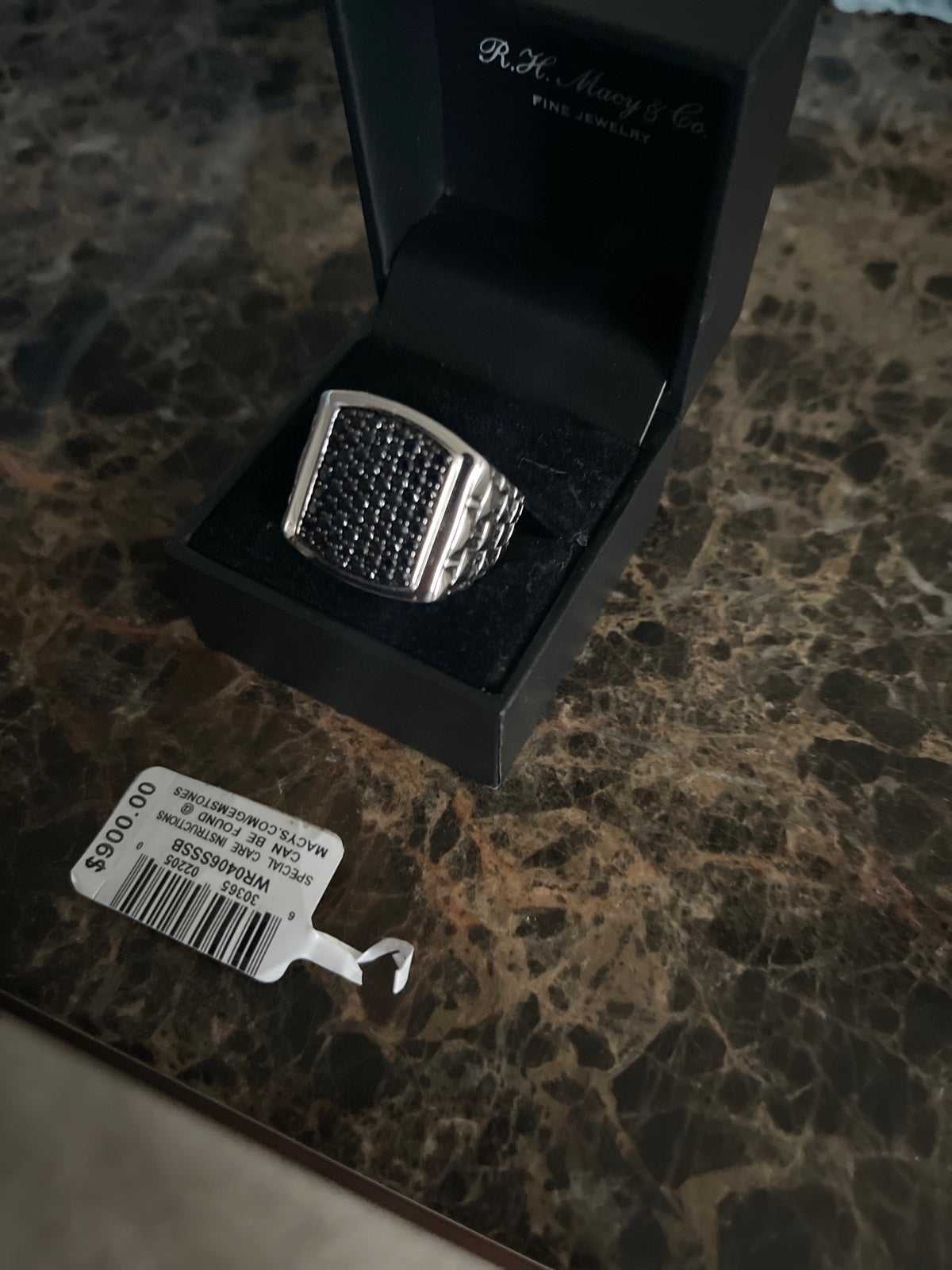 Black sapphire ring mens new with tags