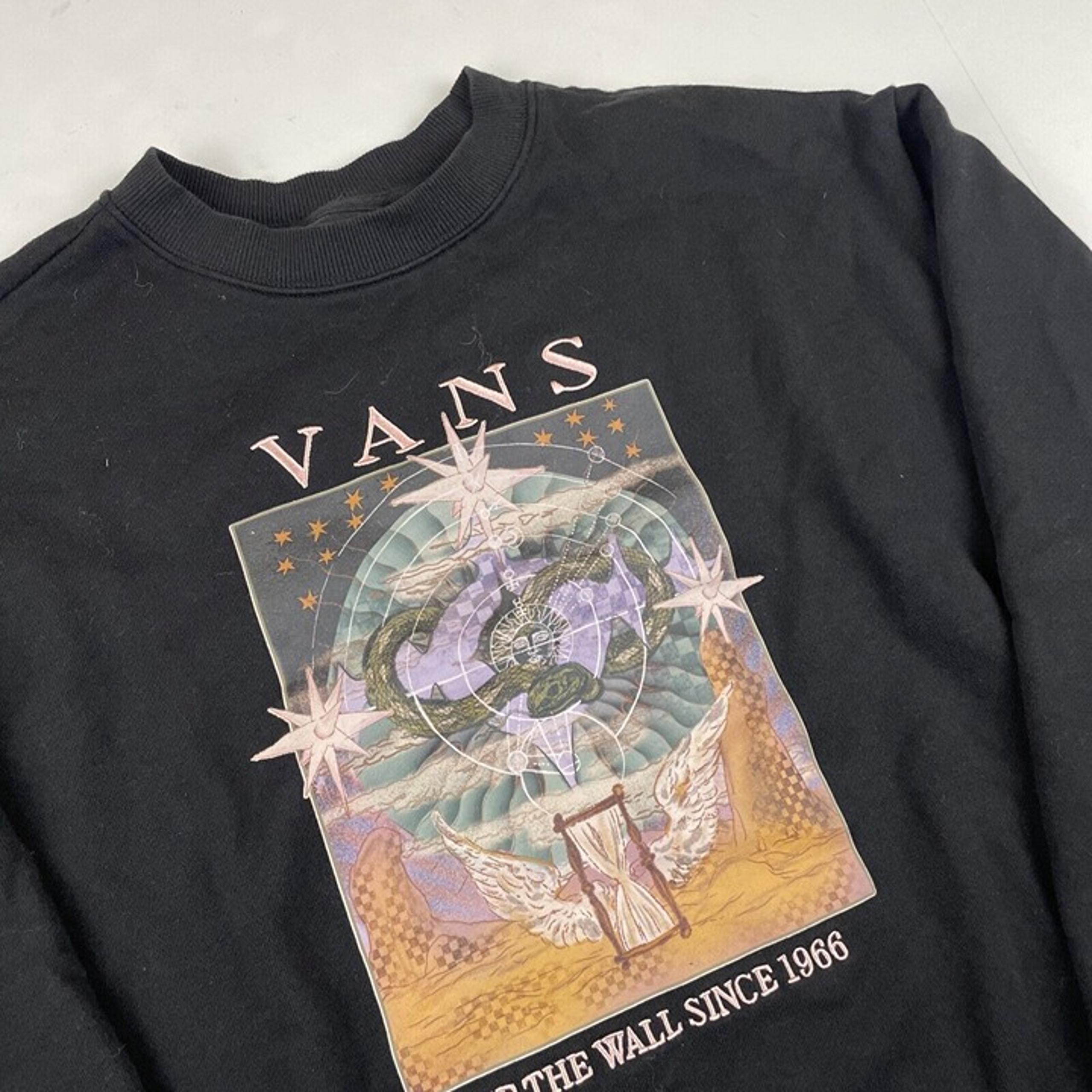Vans Off The Wall Graphic Sweatshirt Men’s XS Black Cotton Crew Neck