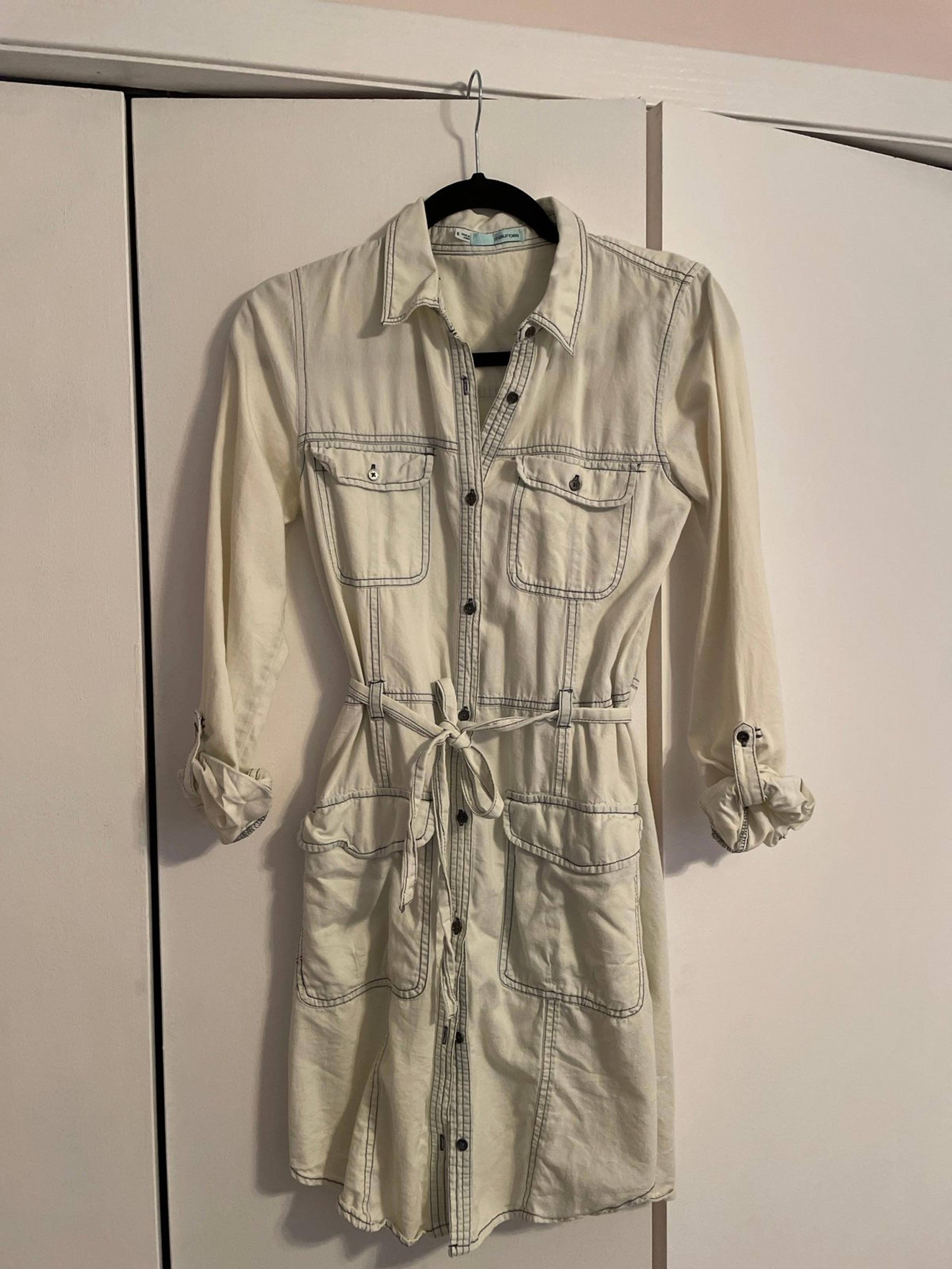 Maurices Cream LongSleeve Button Down Dress