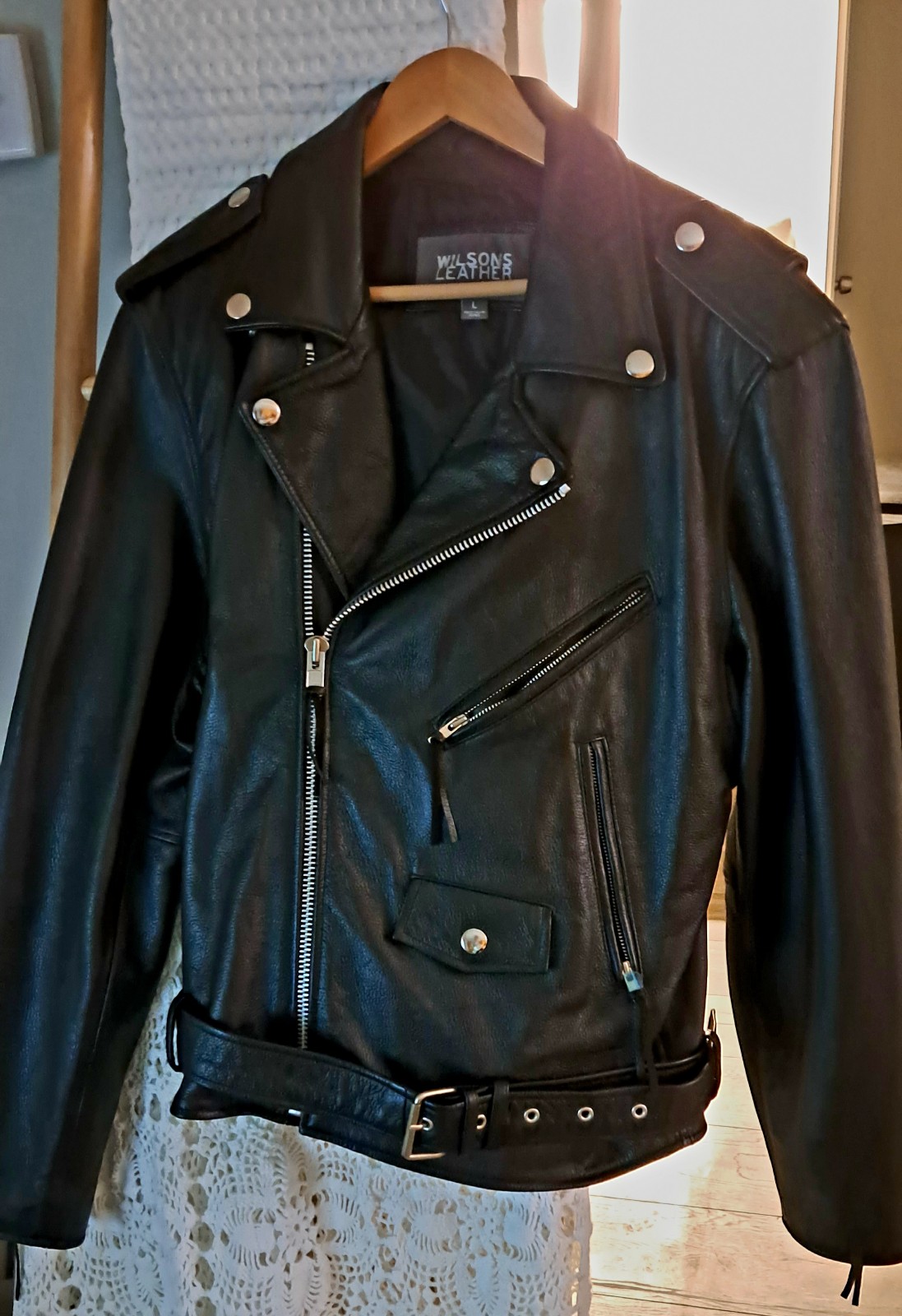 Wilson leather motorcycle jacket never worn vtg