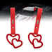 NEW 2PCS DOUBLE LOVE HEART RED JDM TSURIKAWA RING Red Handle Strap Drift