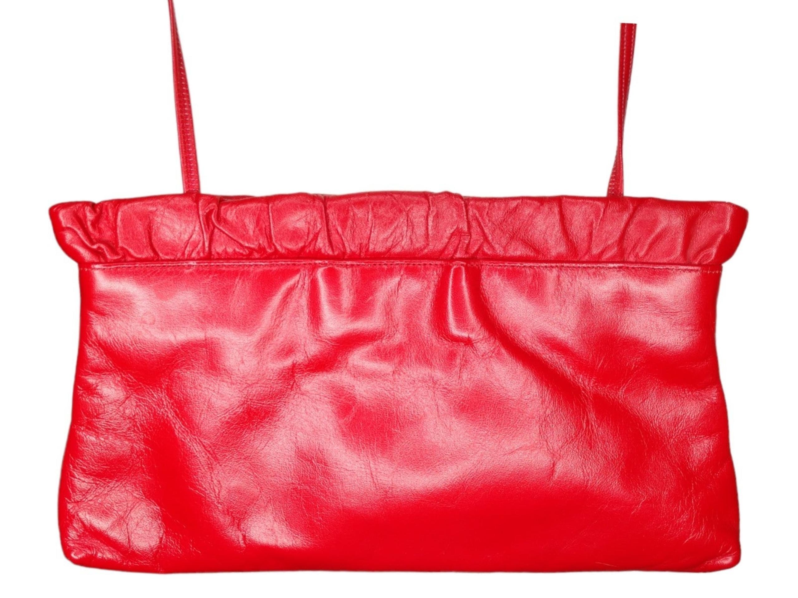 Sharif Red Leather Vintage Clutch Made in USA