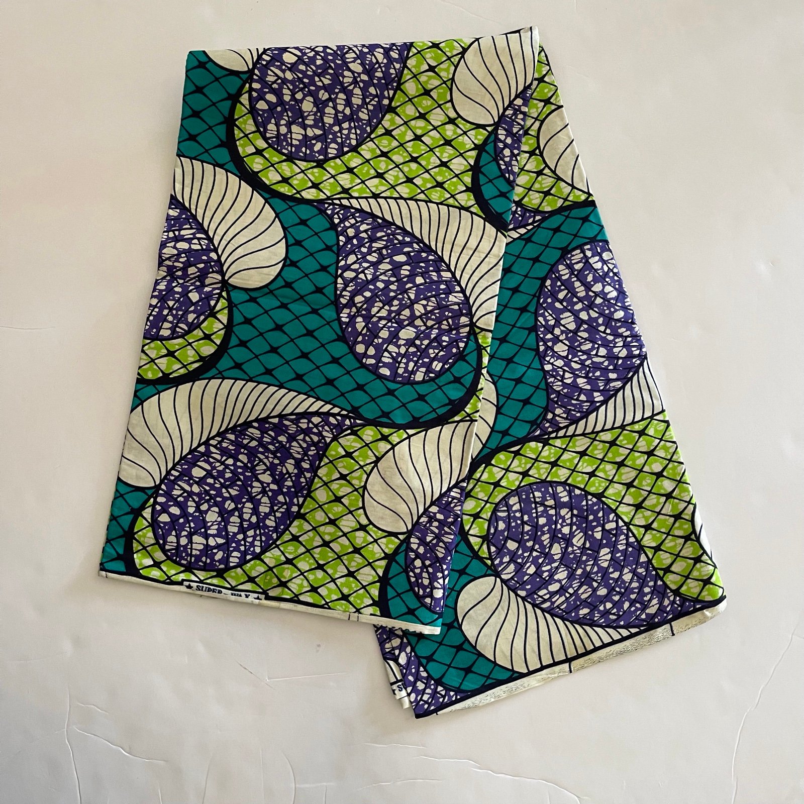 Green and Purple Multicolor Abstract Print Cotton Fabric