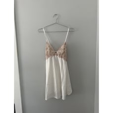 by FLORA NIKROOZ FLORAL EMBROIDERY LINGERIE TWO TONE SATIN SLIP DRESS sz L