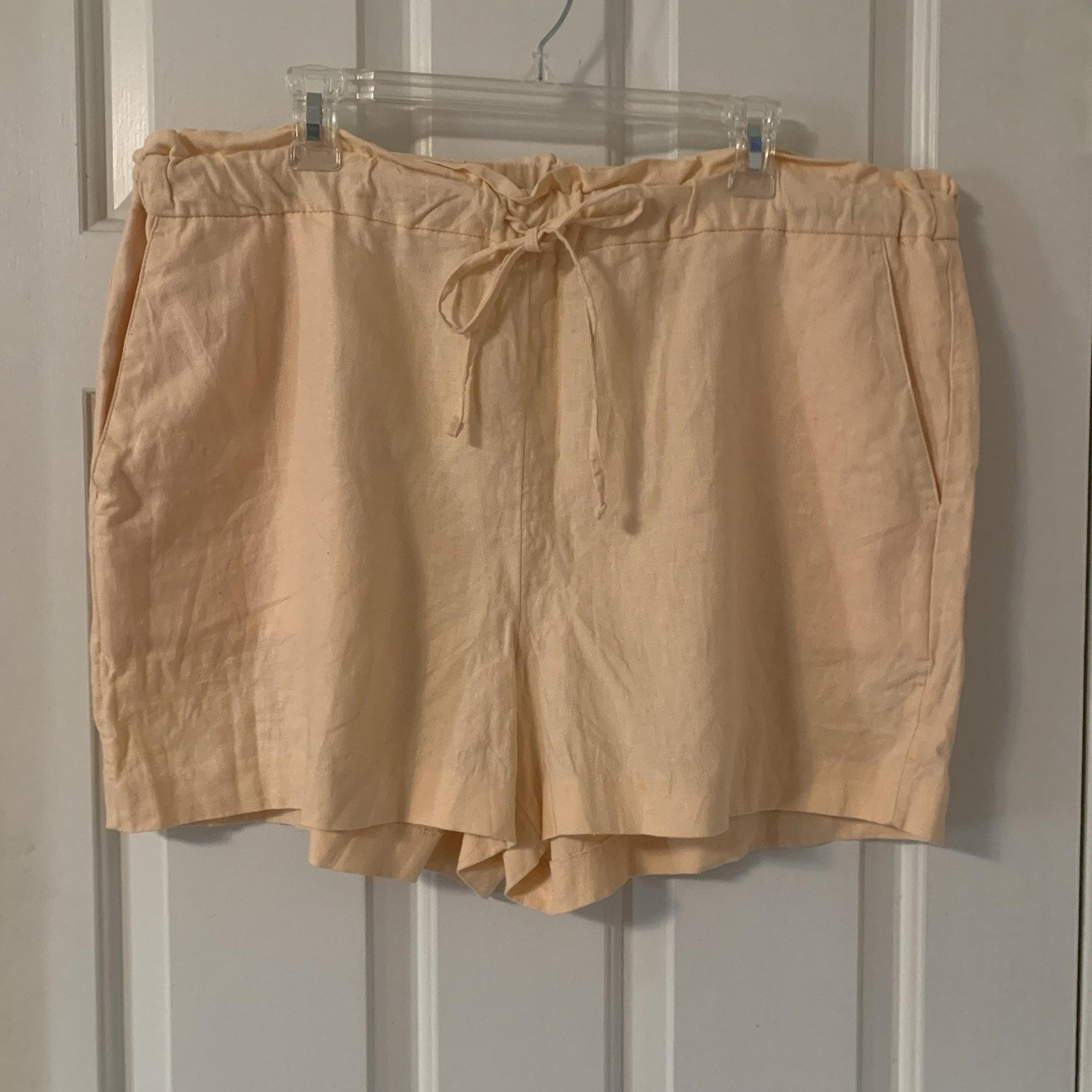 Banana Republic Womens Peach Elastic Waist Pull On Linen Blend Shorts Size XL