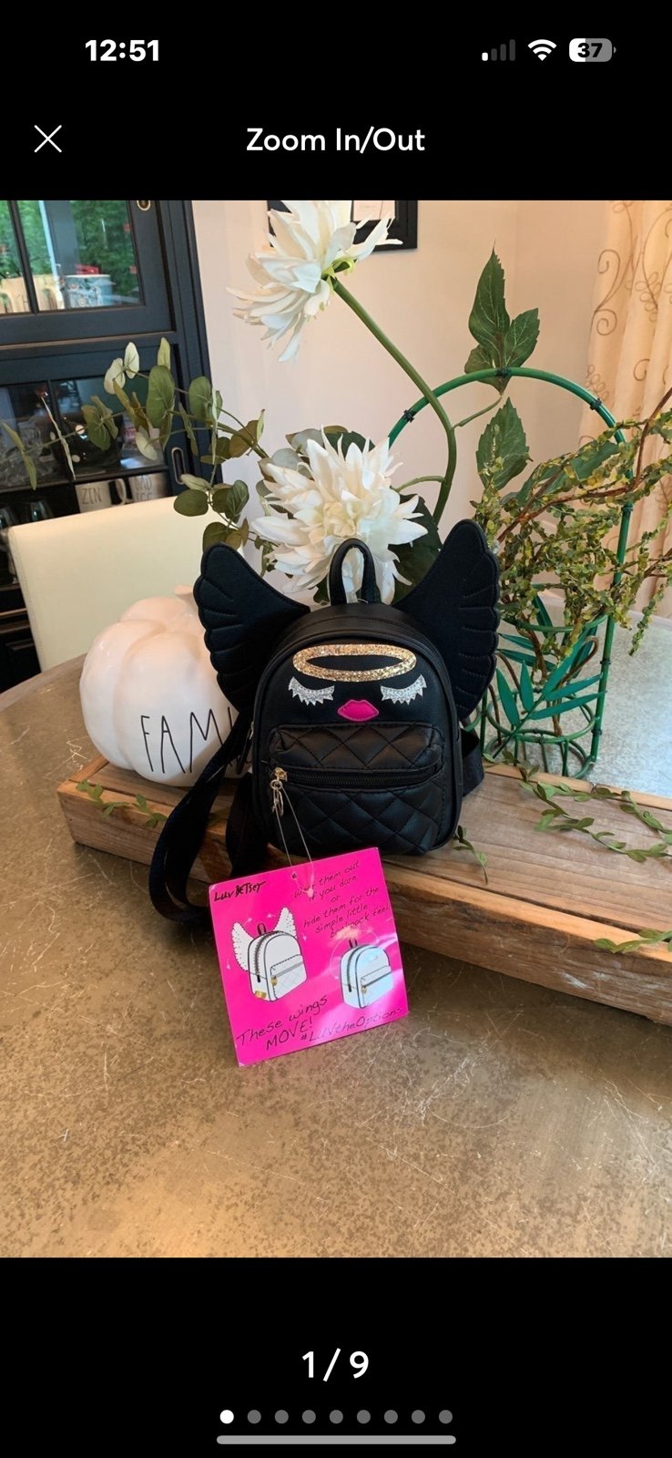 BETSEY JOHNSON BLACK “MINI ANGEL” BACKPACK NEW FAUX LEATHER