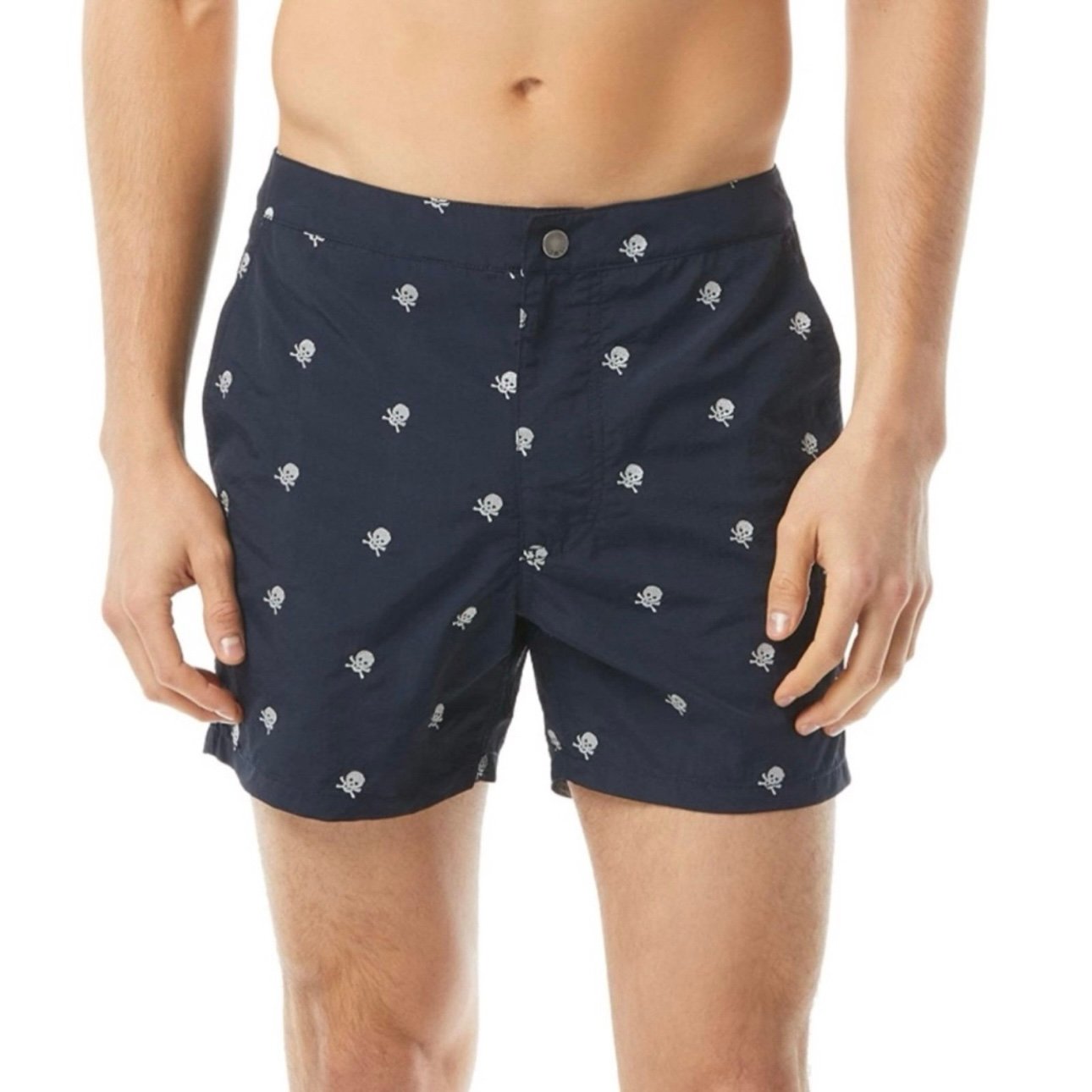 John Varvatos USA Malibu Skull Print Swim Trunks Shorts