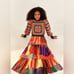 Farm Rio Sunset Stripes Tiered Midi Skirt (S)