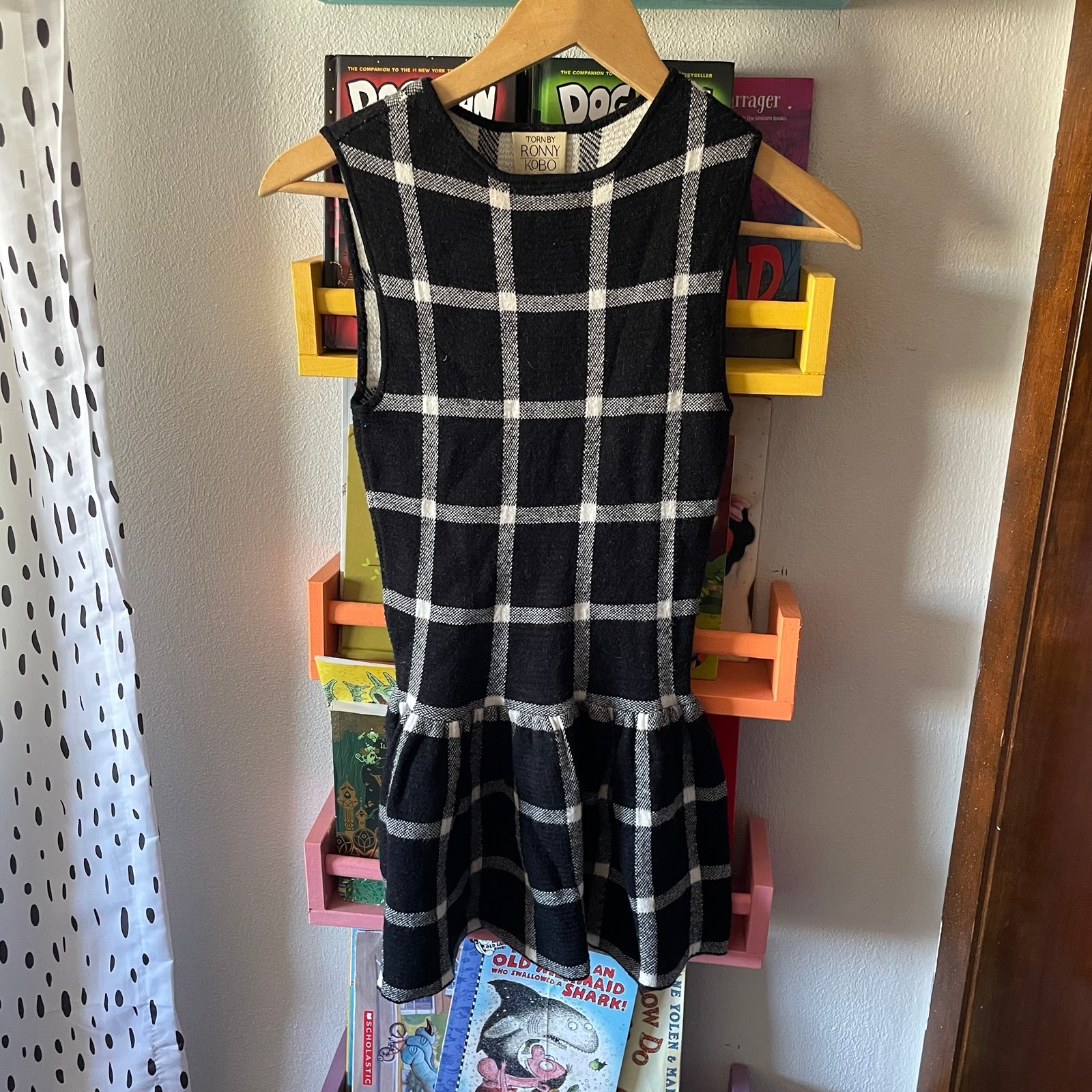 Torn by Ronny Kobo plaid peplum top