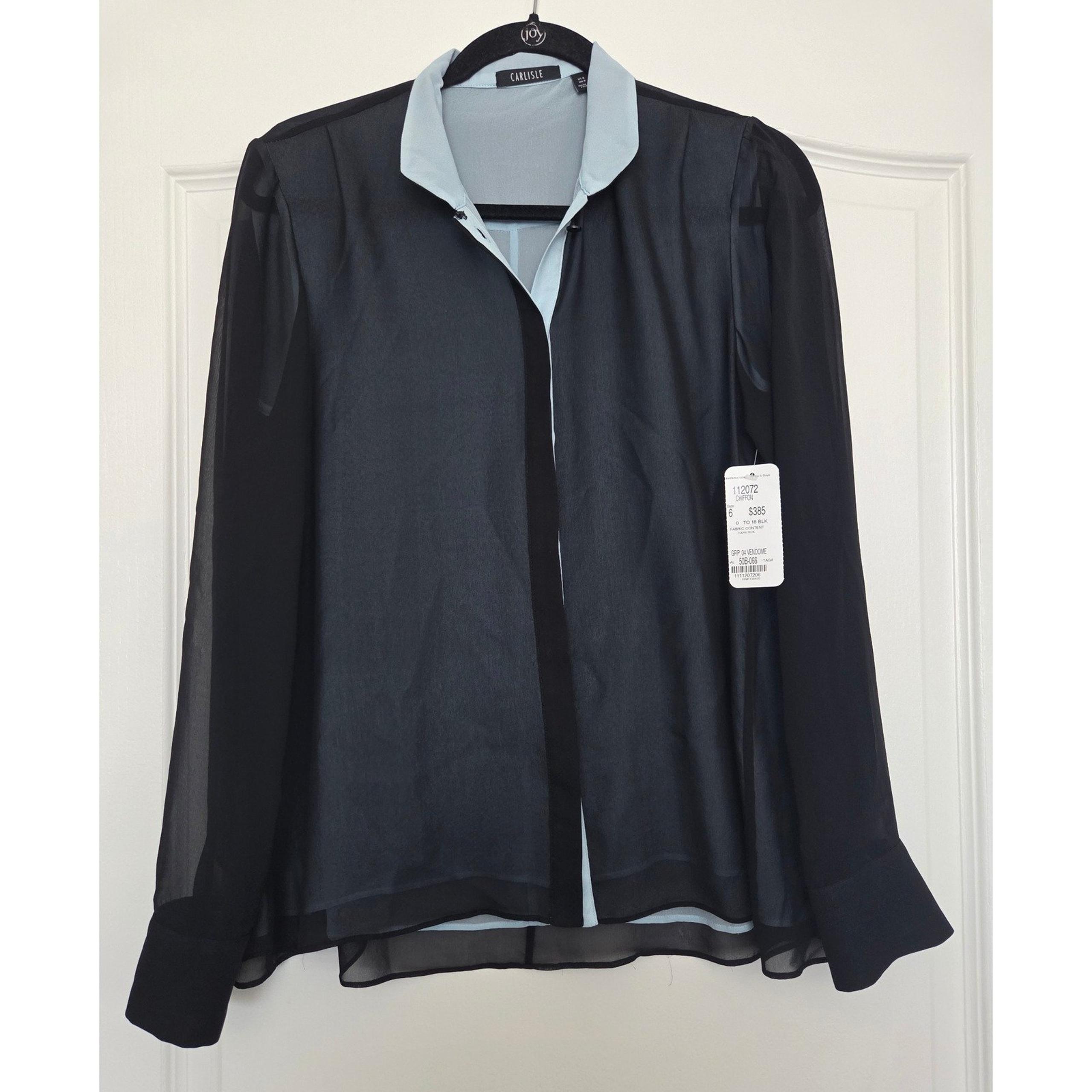Carlisle Silk Chiffon Long Sleeve Button-down Blouse Sz 6 Quiet Luxury Office