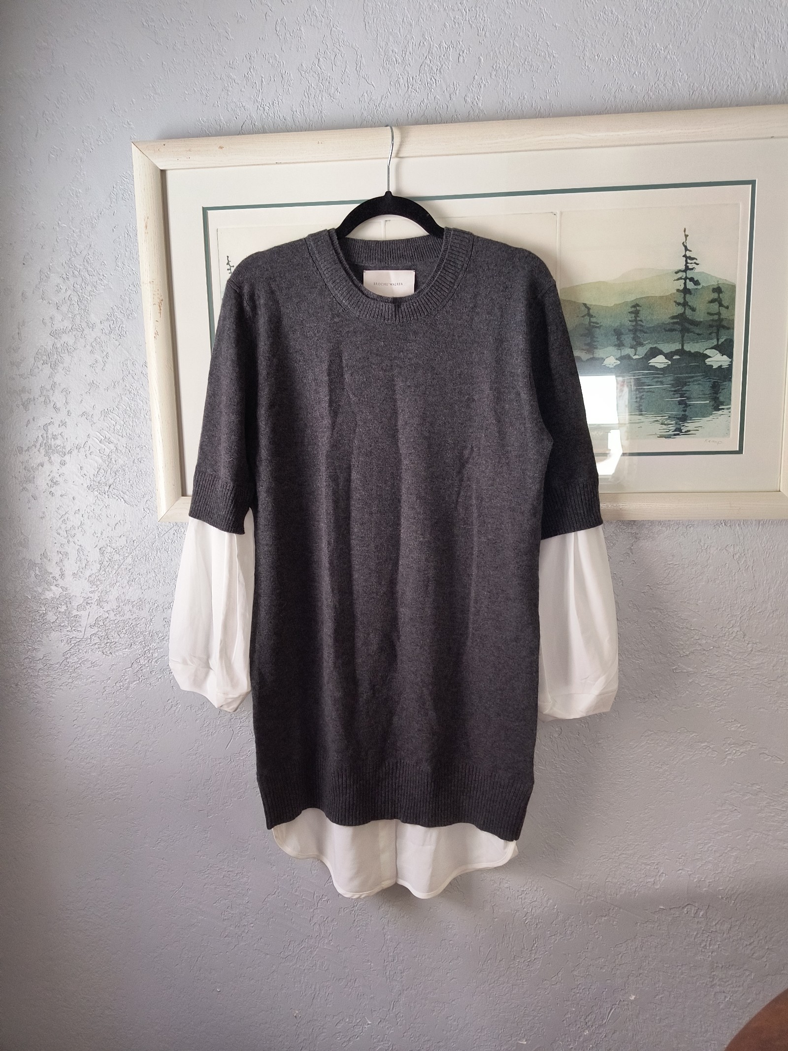 Bochu walker cashmere wool blend dress blouse