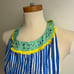Vintage 1960s Bib Apron w Parrot Eyelet Adjustable Blue Green Yellow One Size