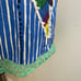 Vintage 1960s Bib Apron w Parrot Eyelet Adjustable Blue Green Yellow One Size