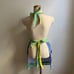 Vintage 1960s Bib Apron w Parrot Eyelet Adjustable Blue Green Yellow One Size
