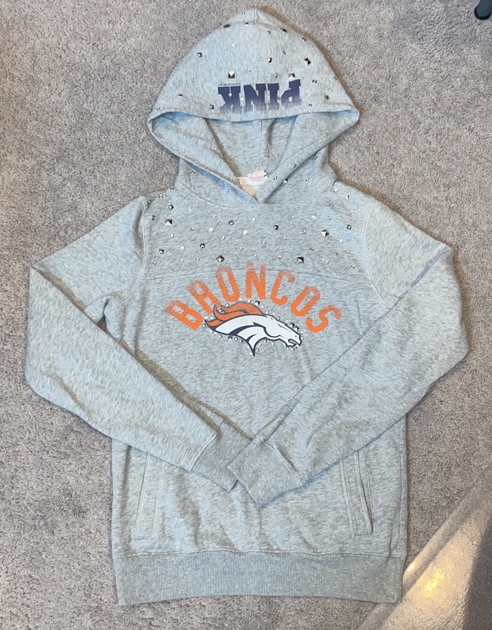 HTF VS PINK Denver Broncos Bling and Studded Hoodie