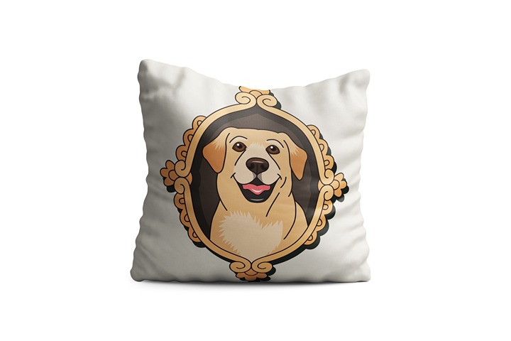 Set of 2 Decorative Pillows - Labrador - Throw Dog Puppy Pillow Decor Yellow
