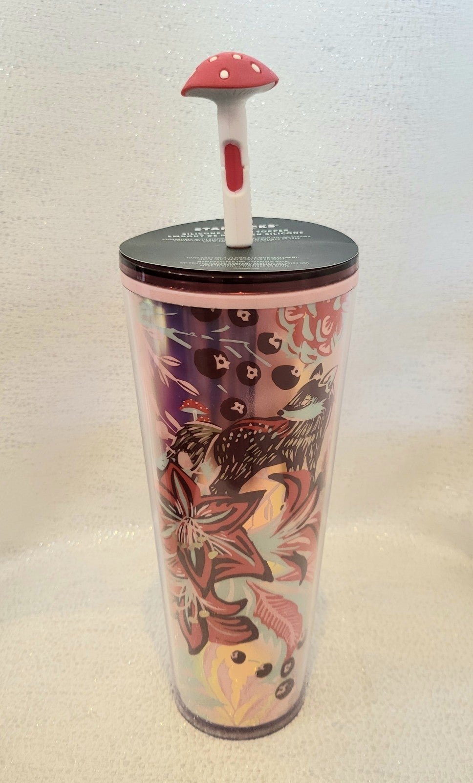 Starbucks Enchanted Forest 2022 Venti Tumbler with Mushroom Straw Topper