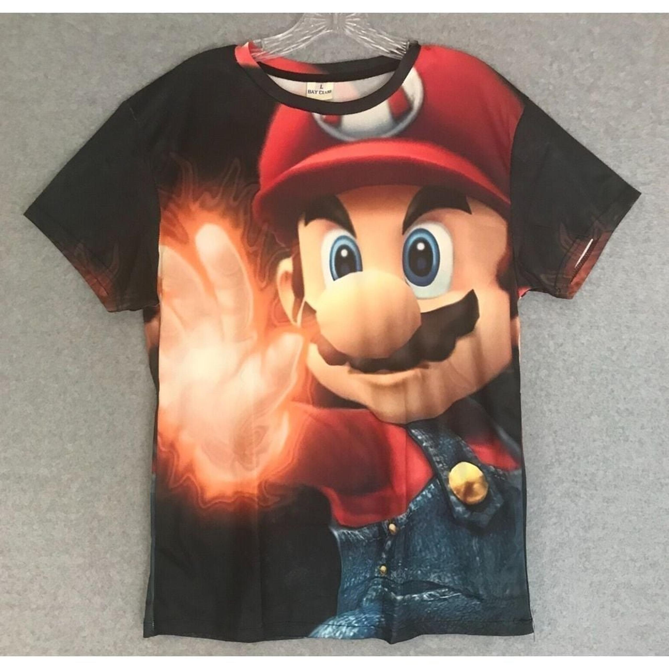 New! SUPER MARIO Shirt Boys Large Nintendo Mario Brothers Game All Over Print