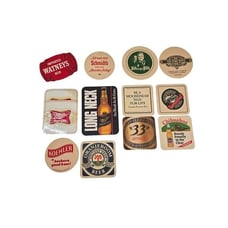 Vintage 70s 80s Beer Coasters lot 12 Piece Collection Breweriana Bar Man Cave