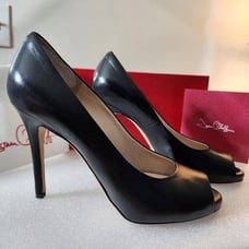 JOAN OLOFF Women's Rossella Black Open Toe Leather Pumps 9M EU 40 wore 3 times!
