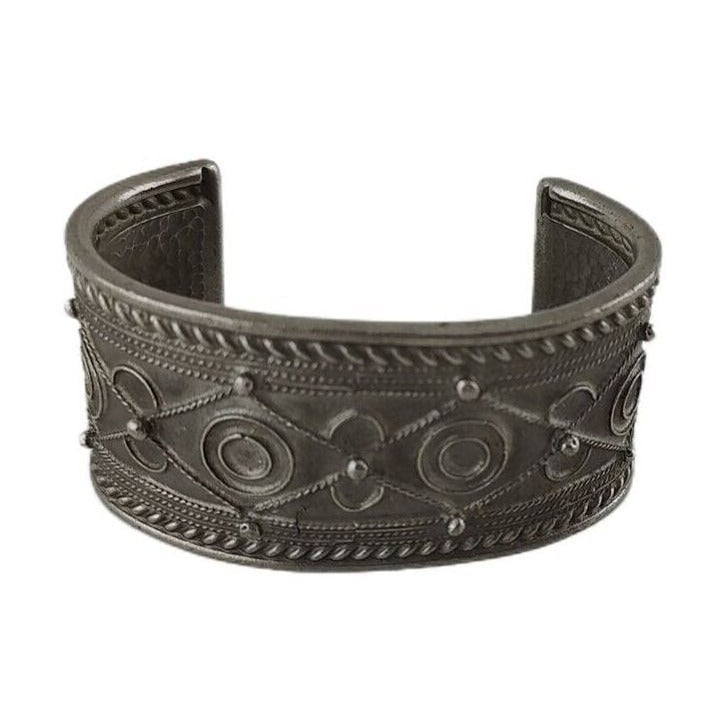 Ben Amun Signed Vintage Cuff Bracelet Heavy Metal Wide Twisted Wire Pattern
