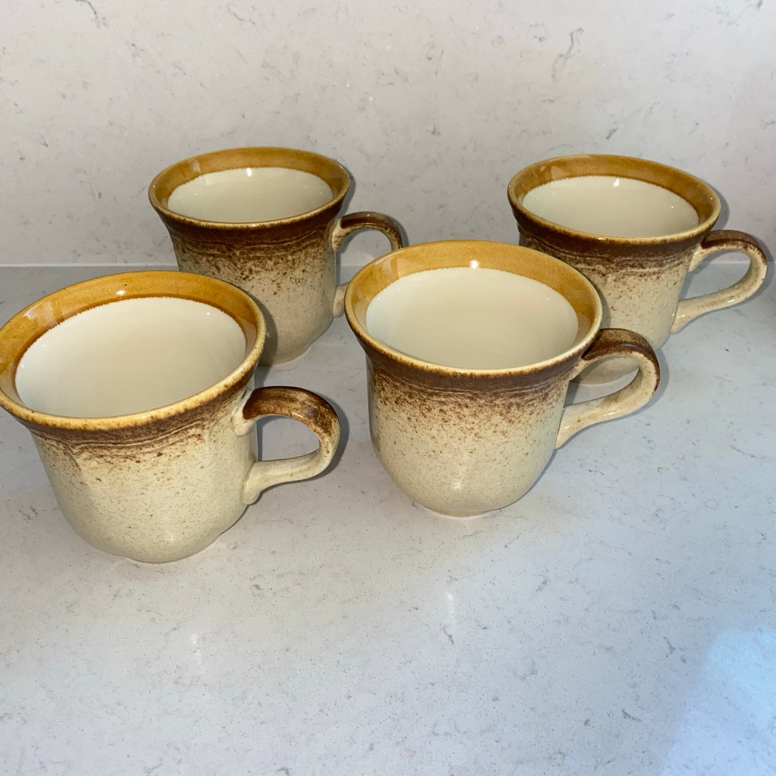 Vintage Mikasa Whole Wheat Stoneware Coffee Teacup 8 Oz E8000-Set of 4