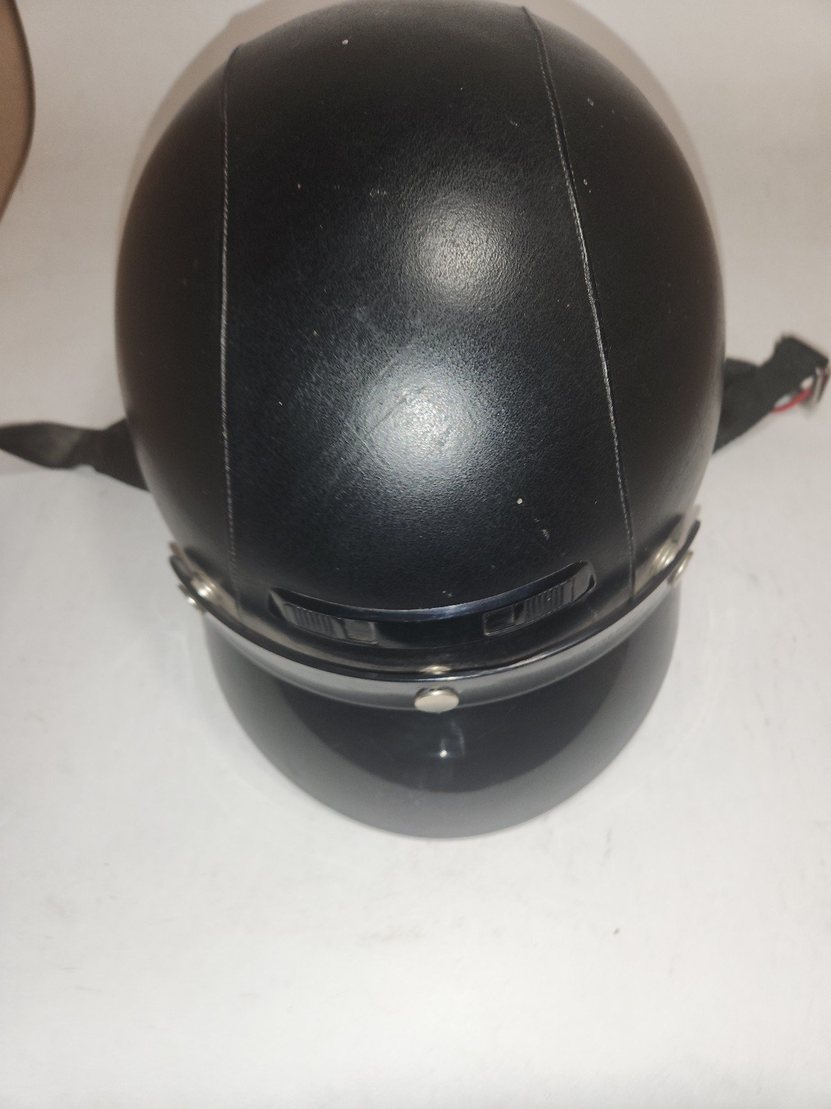 Vintage Leather Black by HJC Fg-2 DOT Motorcycle Helmet W/ Visor Sz Large