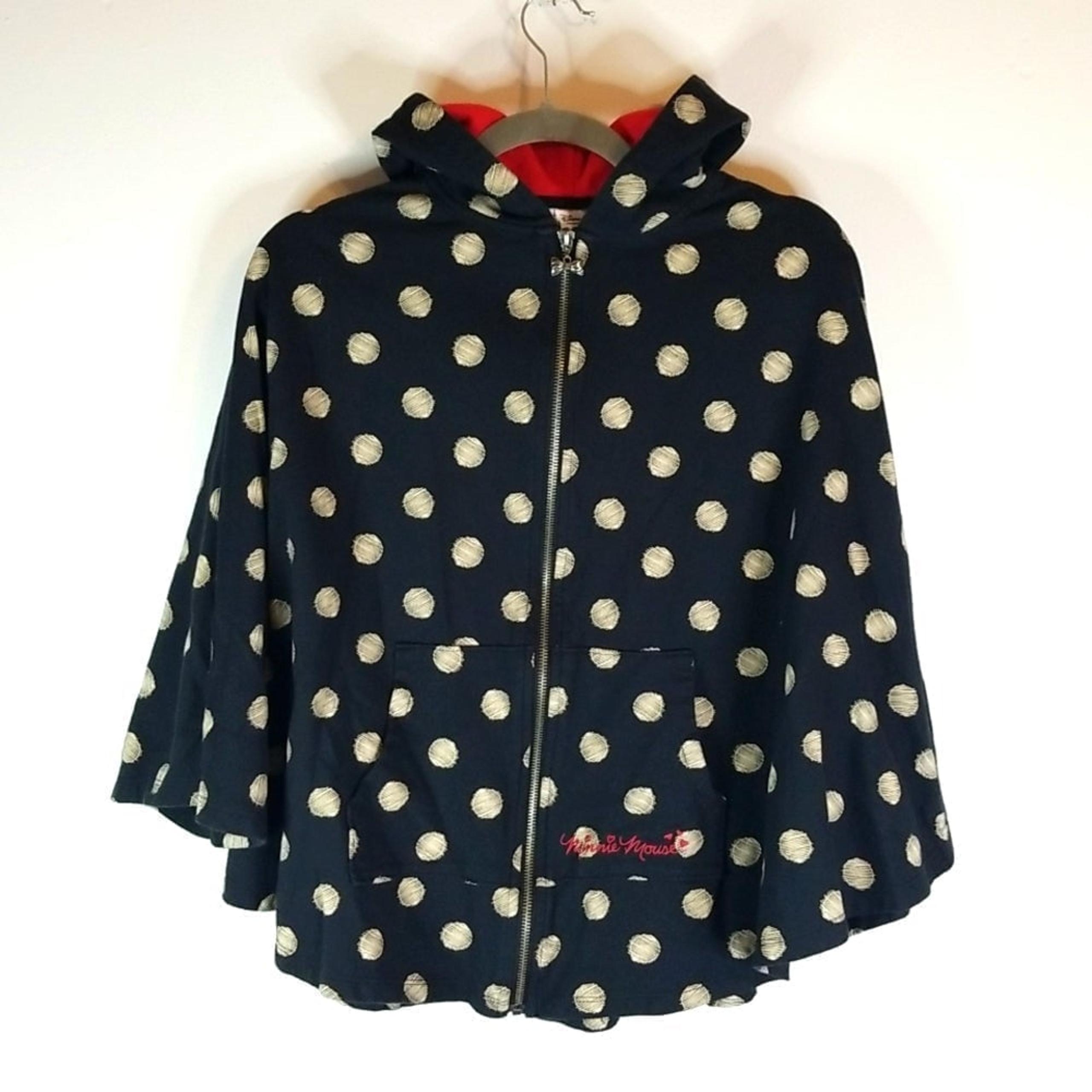 EUC Disney Minnie Mouse Polka Dot Cape/Poncho Hoodie w/armholes size XSMALL