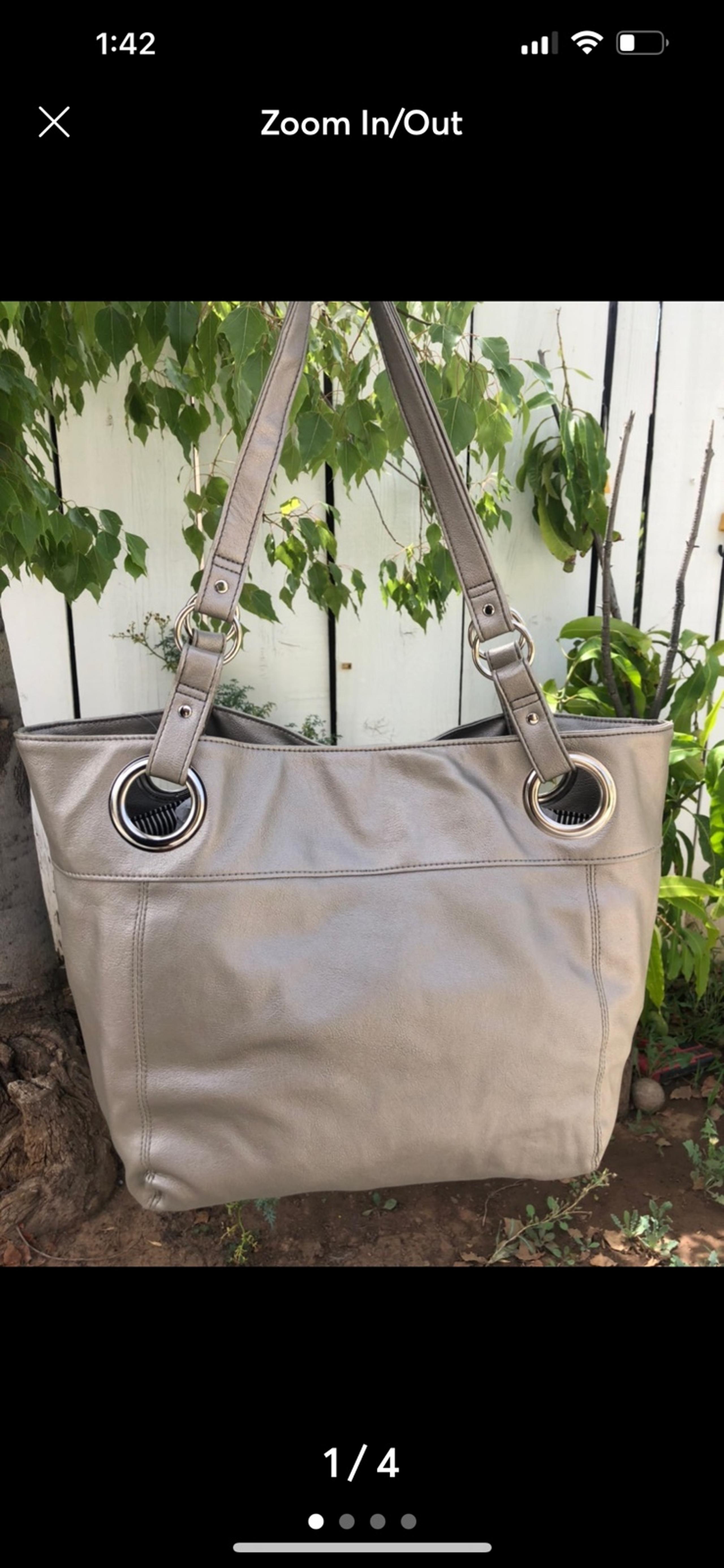 silver Leather bag
