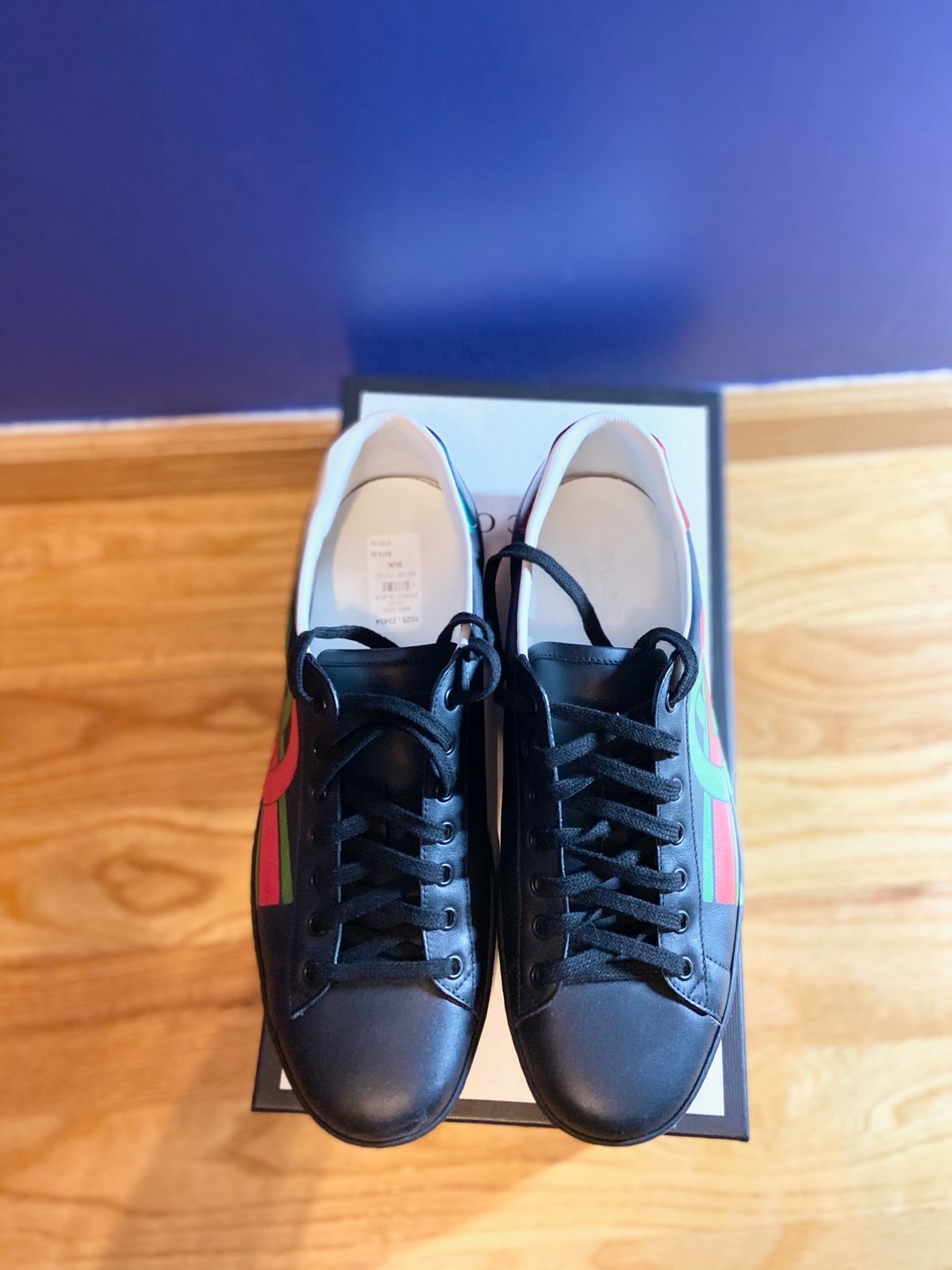 Gucci Ace Embroidered black leather