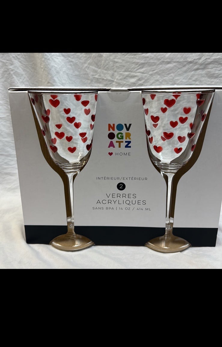 Red Valentine acrylic wine goblets