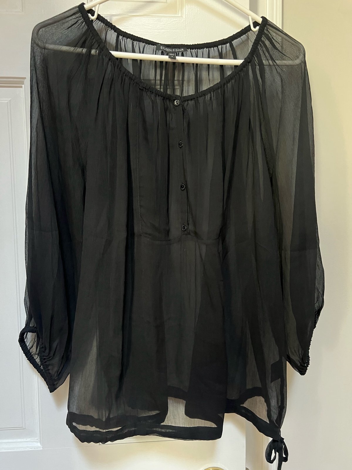 Eileen Fisher Sheer 100% Silk Blouse Size S