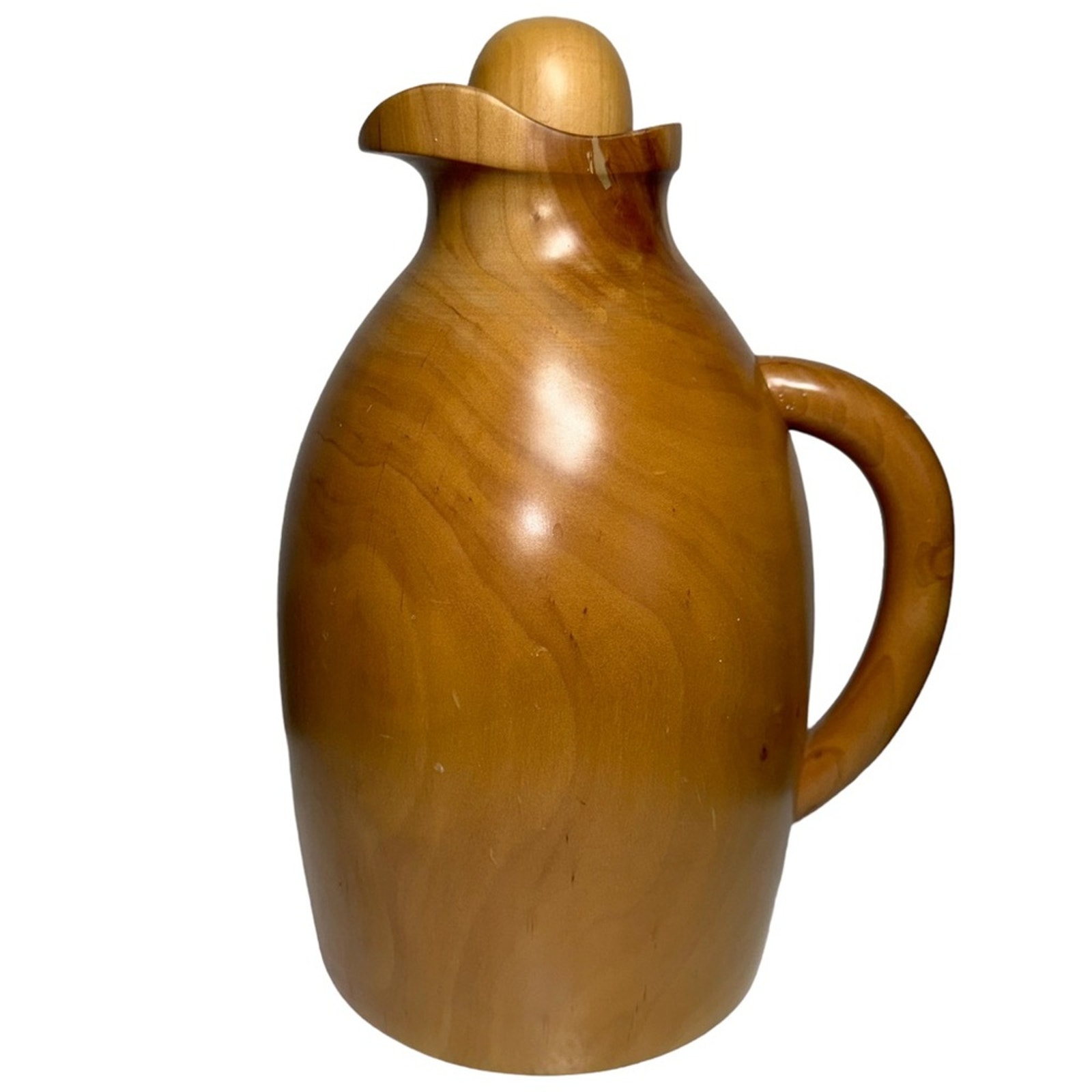 Manzoni Pietro Vietri Italy Wood Carafe Thermos Pitcher Cork Stopper 11.75”