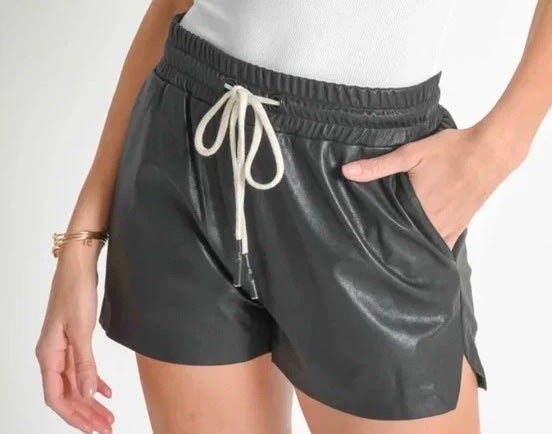 N:PHILANTHROPY NWT MAURA SHORT SIZE XL faux leather drawstring