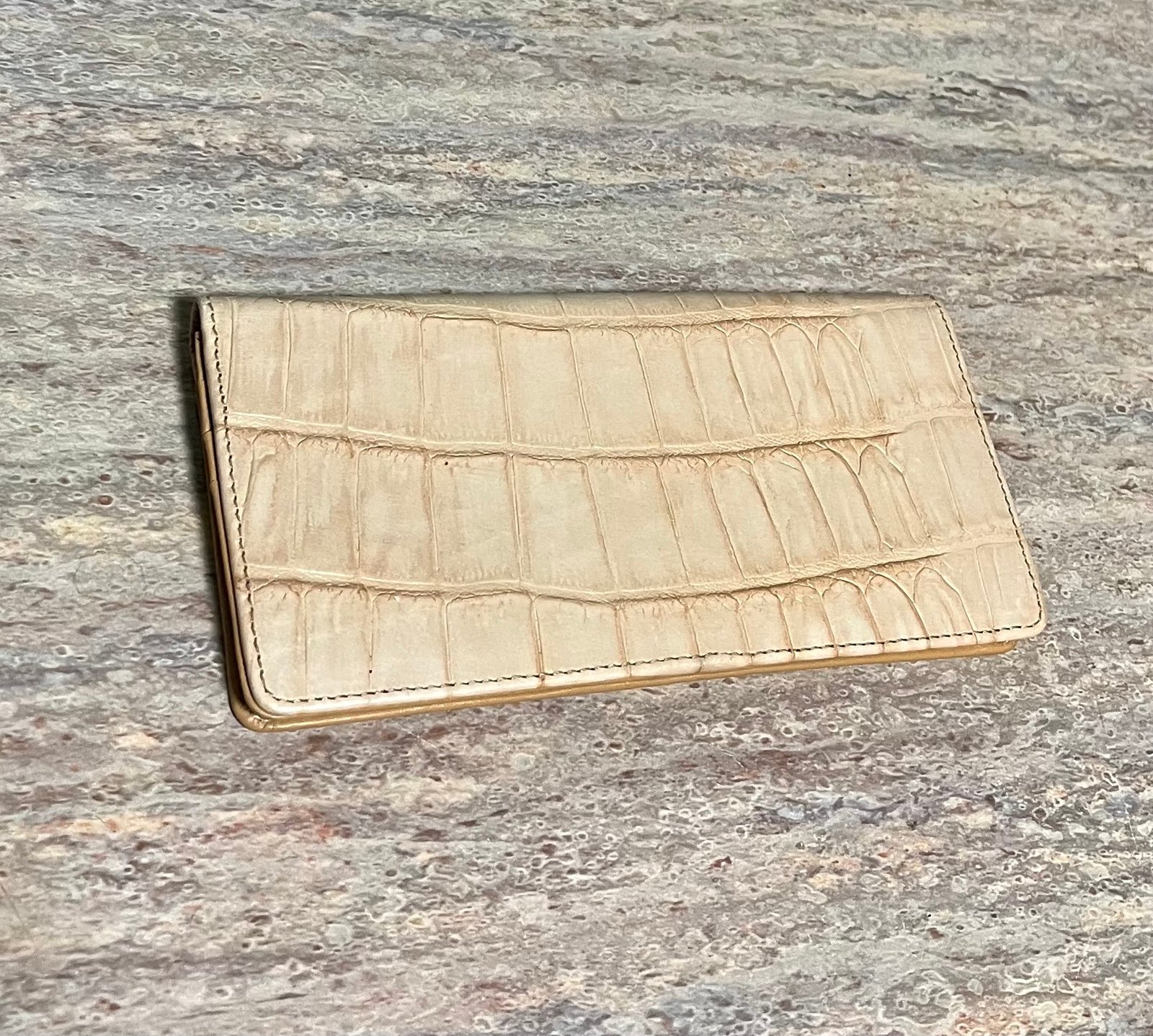 Brahmin tan snap on leather wallet