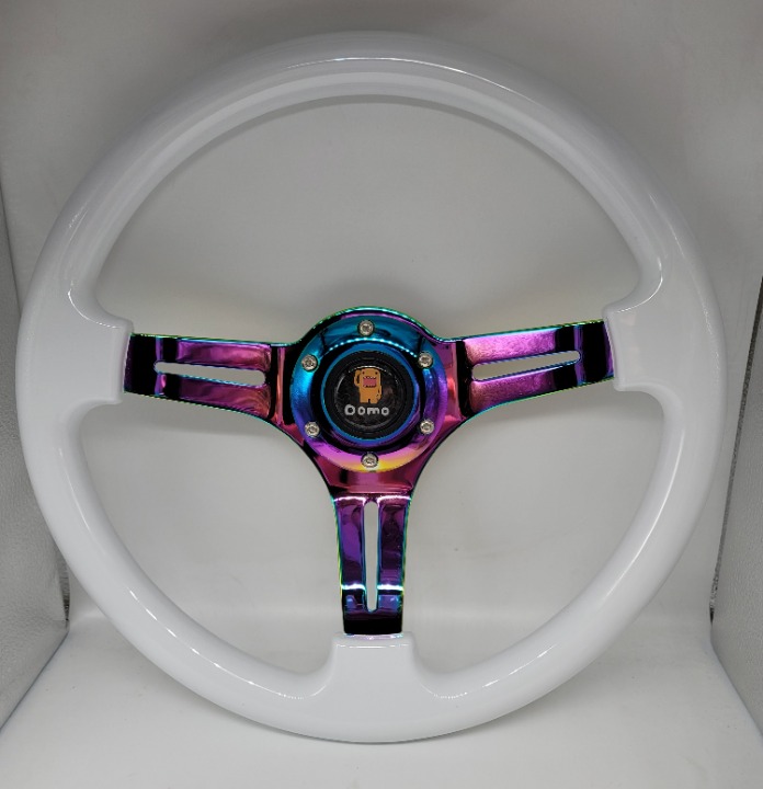 NEW 350mm 14 Universal JDM Domo ABS Racing Steering Wheel White With Neo Spoke