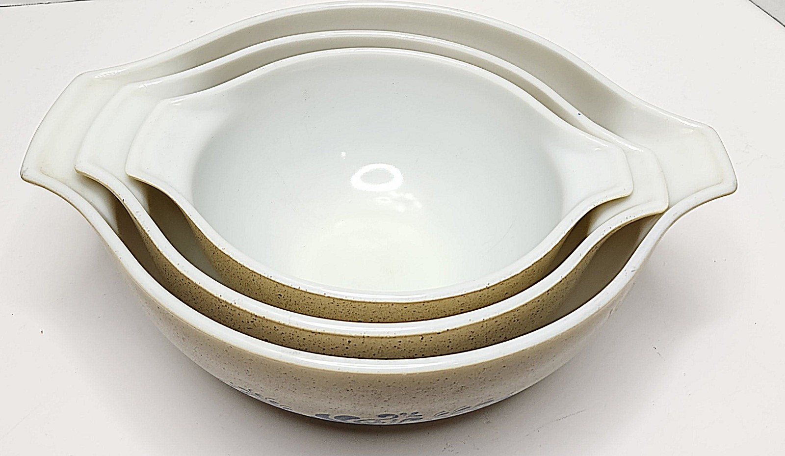 Pre-owned 3 Pyrex By Corning Homestead Cinderella Bowls, 1.5qt 2.5qt 4qt