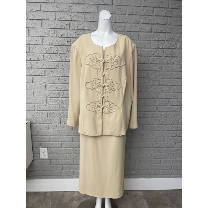 Donna Morgan Women Embroidered 2 Pcs Skirt Suit Set Size 22