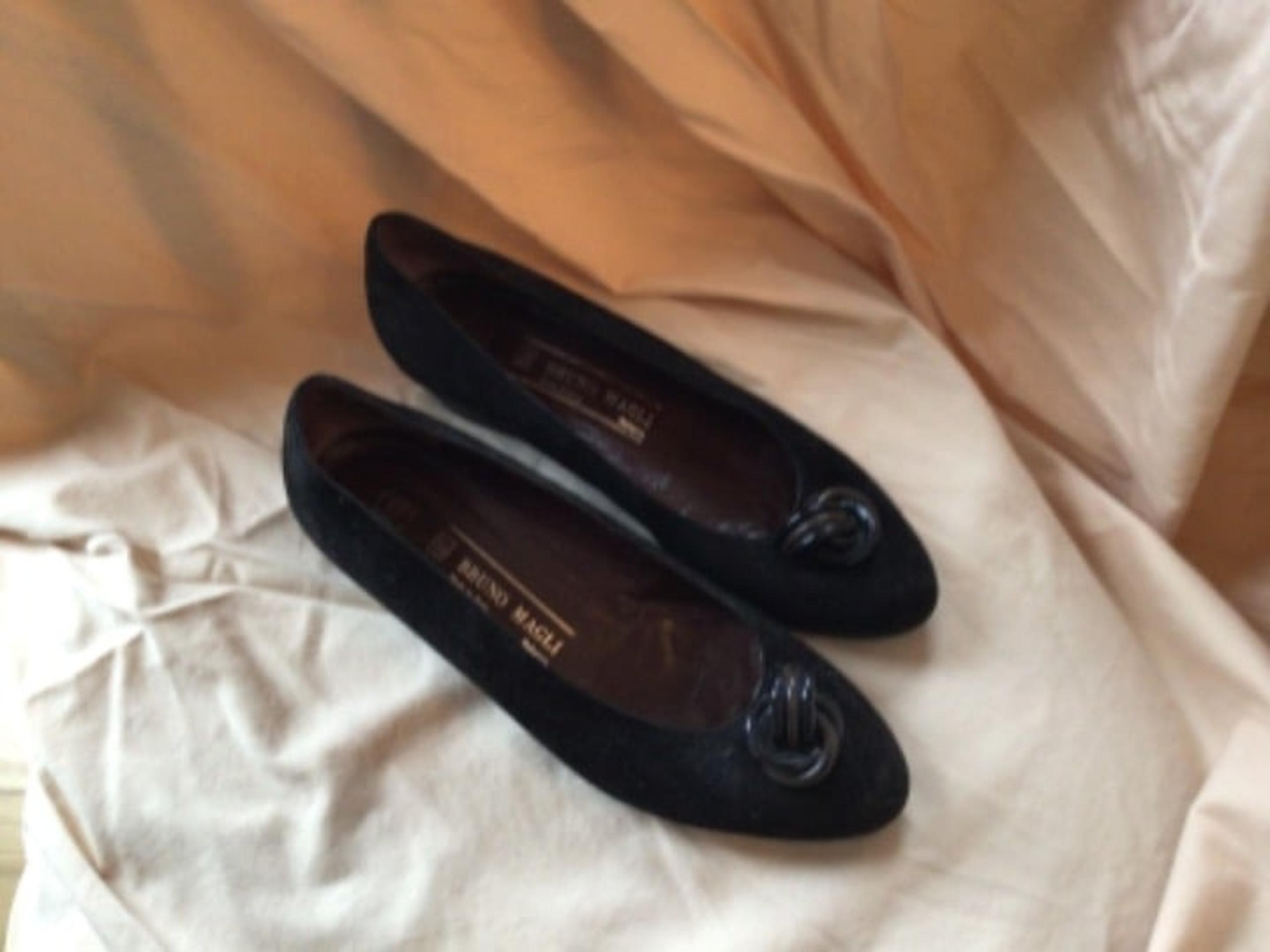 Bruno Magli black suede wedge shoes