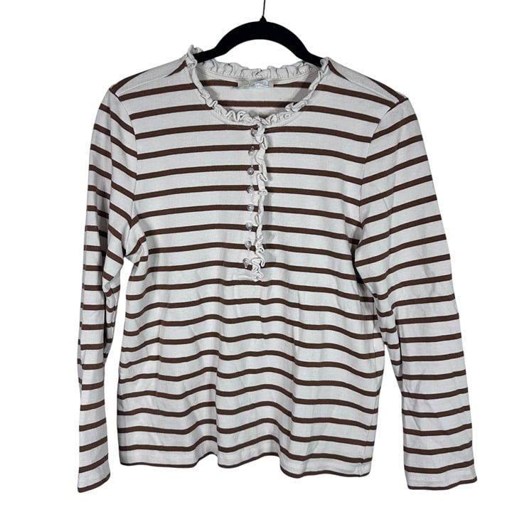 La Maille Sezane Gael Mariniere Shirt Ecru / camel Women's Size Medium