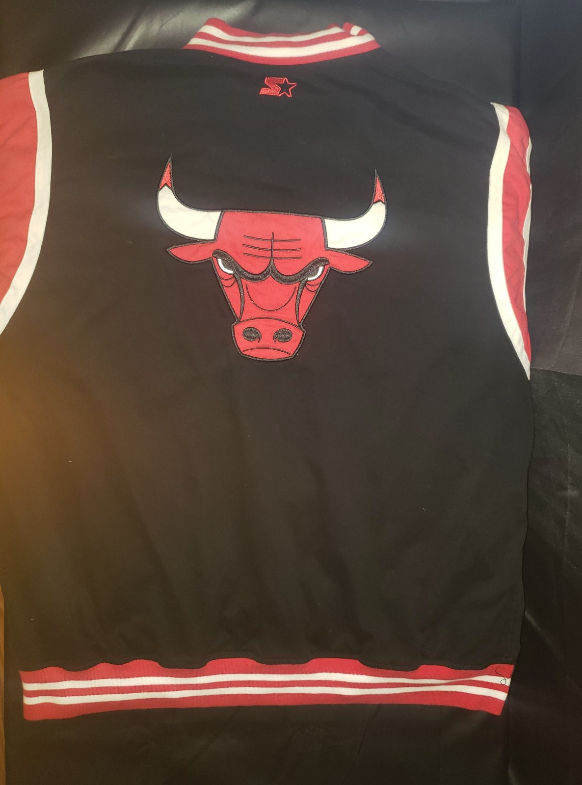 Starter NBA Chicago Bulls Black Label Jacket Black Red White Mens XXL