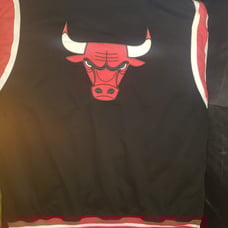 Starter NBA Chicago Bulls Black Label Jacket Black Red White Mens XXL