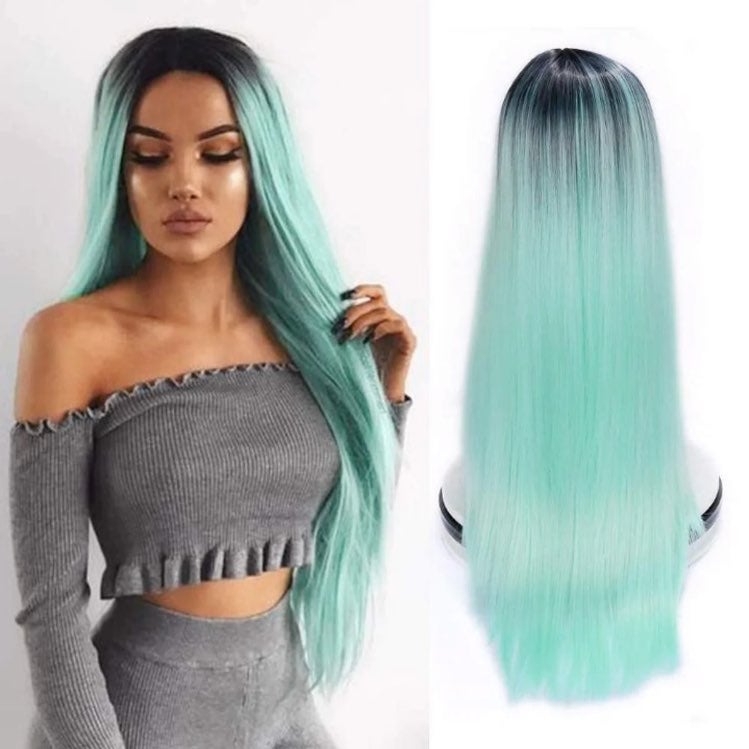 Mint Green Middle Part Heat Resistant