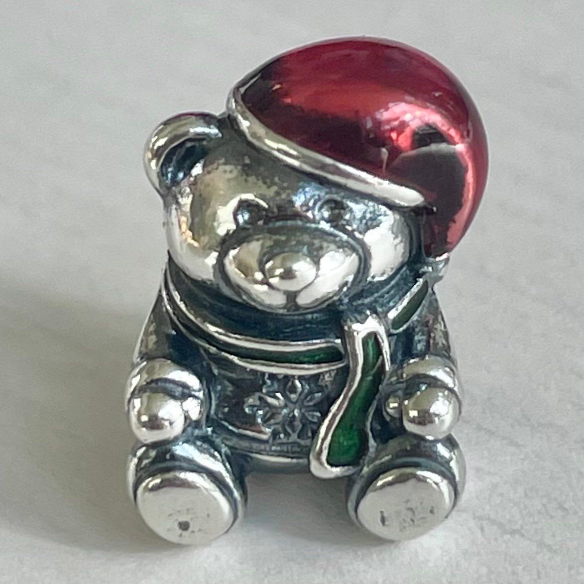 Pandora Christmas Santa Teddy Bear Enamel Charm